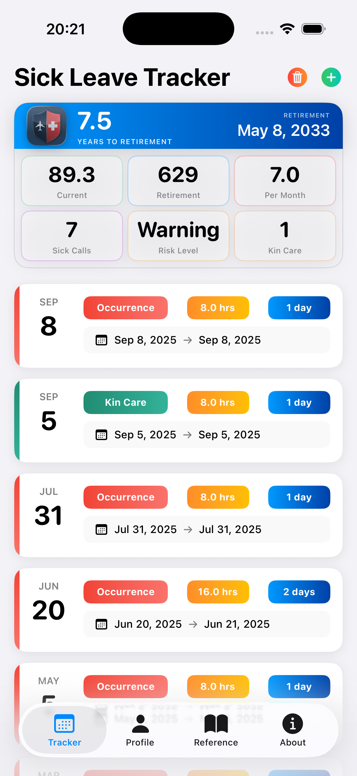Tracker Dashboard - Warning Status