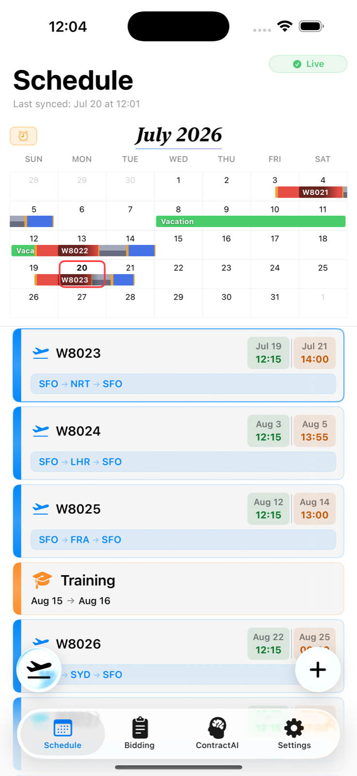 Full-month schedule view